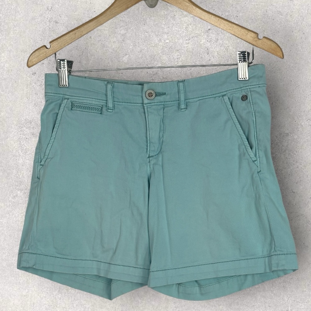 Anthropologie Pilcro Hyphen Teal Blue Chino Bermuda‎ Shorts Size 26 Pastel Beach - Picture 12 of 14